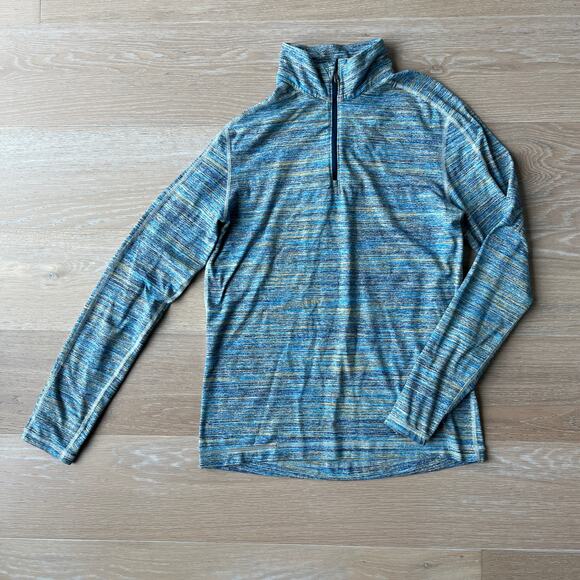 Lululemon Men's Surge Warm 1/2 Zip Space Dye Camo Deep Navy Alberta Lake Small - Picture 4 of 6